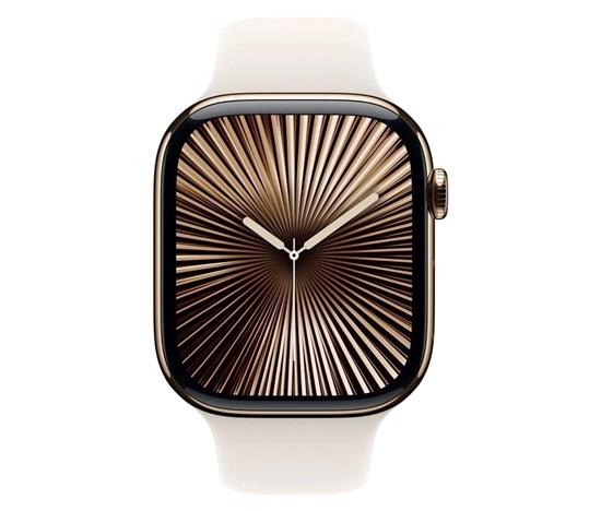 Apple Watch Series 10 GPS + Cellular 42mm Gold Titanium Case with Starlight Sport Band - M/L