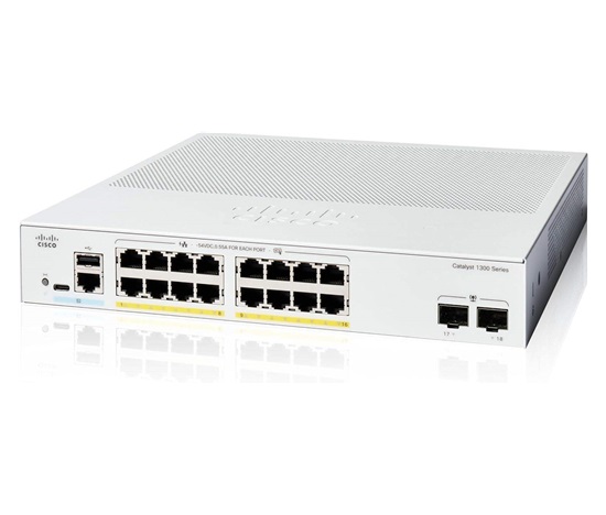 Cisco Catalyst switch C1300-16P-2G (16xGbE,2xSFP,16xPoE+,120W,fanless) - REFRESH