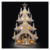 Solight LED dřevěný vánoční stromek s dekoracemi, 23x LED, přírodní barva, 64cm, 2x AA