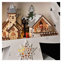 Solight LED dřevěný vánoční stromek s dekoracemi, 13x LED, bílá, 53cm, 2x AA