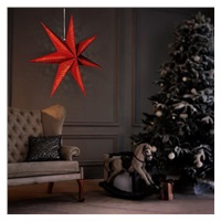 Solight LED vánoční hvězda červená, závěsná, 60cm, 20x LED, 2x AA