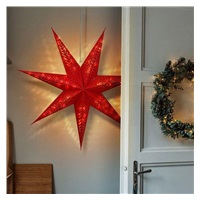Solight LED vánoční hvězda červená, závěsná, 60cm, 20x LED, 2x AA