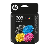 HP 308 2-Pack Tri-color/Black Original Ink Cartridge (120 / 160 pages)