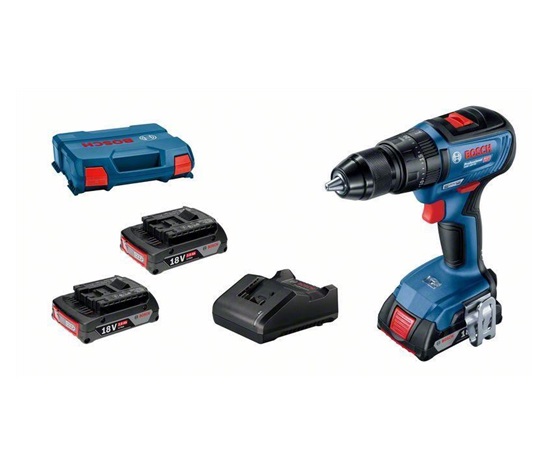 Bosch GSB 18V-50 + 3× GBA 2,0Ah + GAL 18V-20 v L-Case profesionální sada