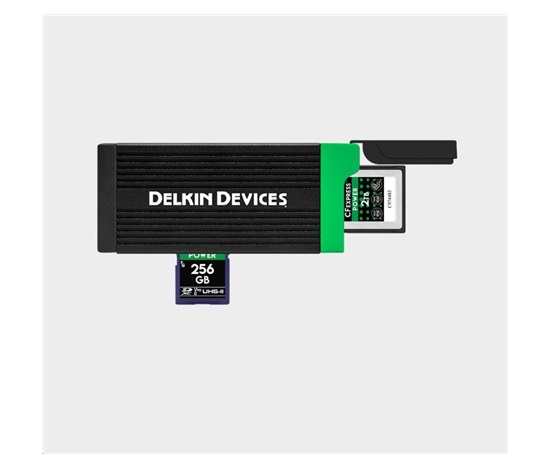 Delkin Cardreader CFexpress Type B & SD UHS-II (Type C to C & Type C to A Cables)
