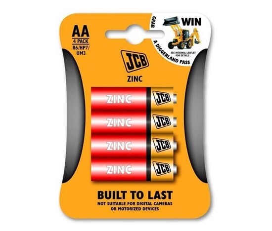JCB zinko-chloridová baterie R06, blistr 4 ks
