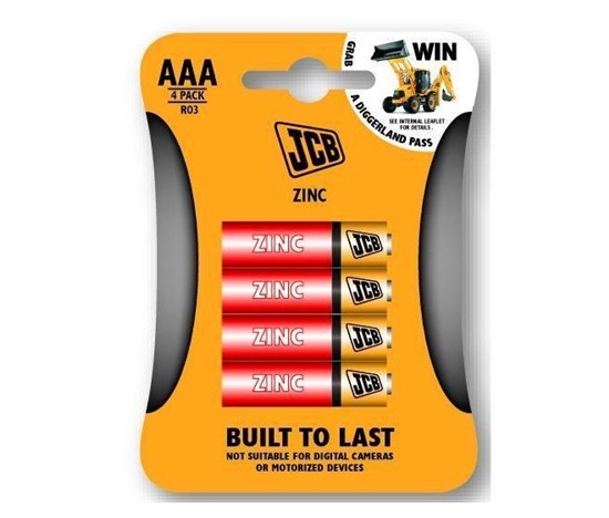 JCB zinko-chloridová baterie R03, blistr 4 ks