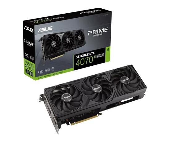 ASUS VGA NVIDIA GeForce RTX 4070 Ti SUPER PRIME OC 16G, 16GB GDDR6X, 3xDP, 1xHDMI