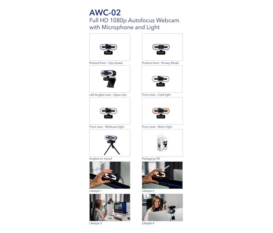 VERBATIM WebCam AWC-02 Full HD 1080p Autofocus, Microphon, Light