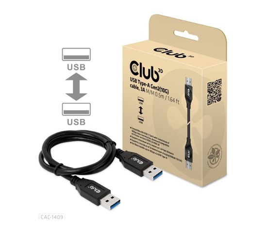 Club3D Kabel USB 3.2 Gen2 Typ-A, 3A M/M, 50 cm