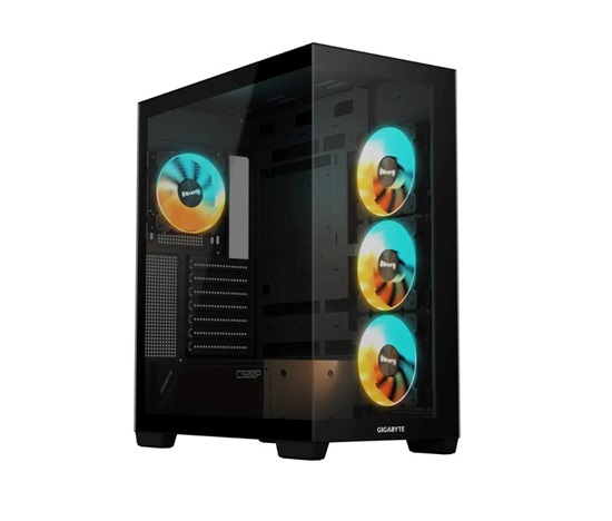 GIGABYTE case GB-C500P ST, Mid tower, 1xUSB-C 3.2, 2xUSB 3.0, 4x 120mm ARGB Fan, černá