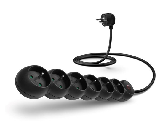 CONNECT IT prodlužovací kabel 230V, 6 zásuvek, 5m, s vypínačem, černá