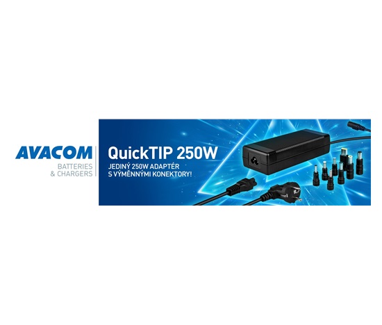 AVACOM QuickTIP 250W - univerzální adaptér pro notebooky + 8 konektorů