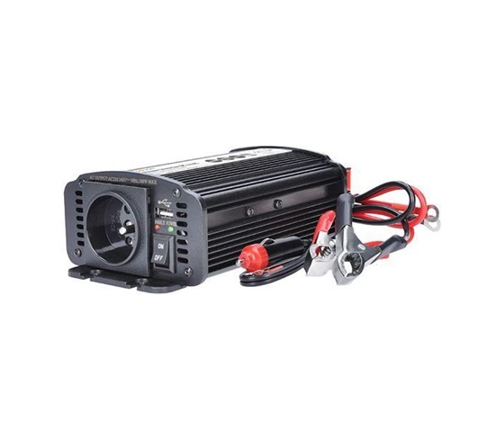 Solight invertor 12V, USB 500mA, kovový, černý, max. zatížení: 300W