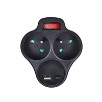 Solight rozbočka s USB A+C nabíječkou, 2 x 10A, černá, vypínač