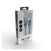 Solight USB-C kabel, USB 2.0 A konektor - USB-C 3.1 konektor, silikon, 2m