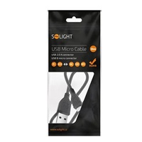 Solight USB kabel, USB 2.0 A konektor - USB B micro konektor, sáček, 50cm