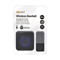 Solight bezdrátový zvonek, bateriový + USB, 200m, černý, learning code