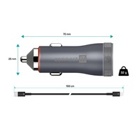 CONNECT IT InCarz Duplex nabíječka do auta, 1x USB-C, 1x Lightning, šedá