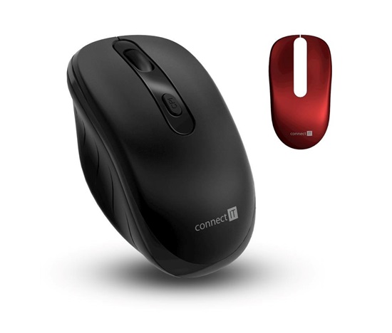 CONNECT IT LONG LIFE bezdrátová tichá myš, USB, (+ 2x AA baterie zdarma), černá