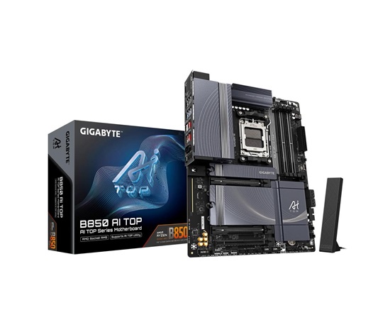 GIGABYTE MB Sc AM5 B850 AI TOP, AMD B850, 4xDDR5, 1xUSB4, 1xHDMI, WI-FI, ATX