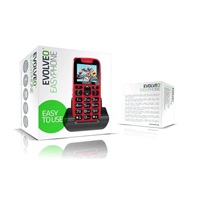 EVOLVEO EasyPhone, mobilní telefon pro seniory s nabíjecím stojánkem, červená