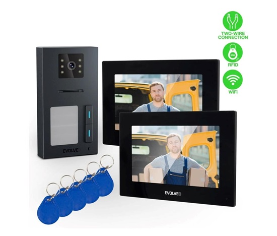 EVOLVEO DoorPhone AP2-2 drátový videotelefon pro dva byty s aplikací, černá