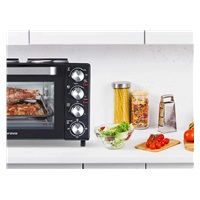 Orava Elektra-X28 elektrická trouba s dvouplotýnkou, 28 L, 2600 W, grilovací rošt, černá