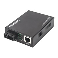 Gigabit PoE+ Media Converter, 1000Base-T RJ45 Port to 1000Base-LX (SC) Single-Mode, 20 km (12.4 mi.), PoE+ Injector