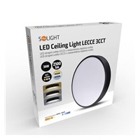 Solight LED stropní osvětlení LECCE, 3CCT, 36W, 2100lm, 30cm, 3000/4000/6000K, černá