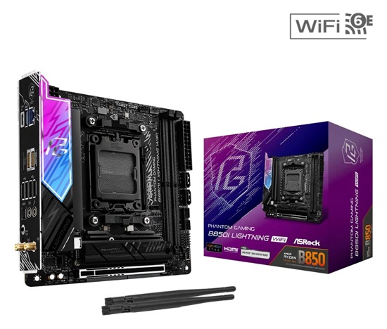 ASRock MB Sc AM5 B850I Lightning WiFi, AMD B850, 2xDDR5, 1xThunderbolt, 1xHDMI, WiFi, Mini-ITX