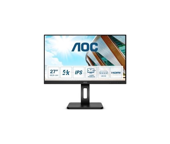 BAZAR - AOC MT IPS LCD WLED 27" U27P2CA - IPS panel, 3840x2160, 2xHDMI, DP. USB-C, USB, repro, pivot - Poškozený obal (K