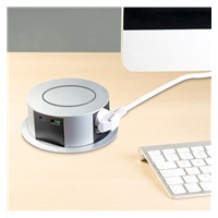 Solight 3z + USB A+C 20W PD, Wireless 10W, výsuvný blok zásuvek, 2m, stříbrný