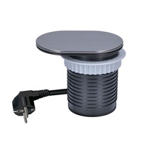 Solight 1z + USB A+C 20W PD vestavná zásuvka s posuvným víčkem, 2m, stříbrná