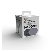 Solight 1z + USB A+C 20W PD vestavná zásuvka s posuvným víčkem, 2m, stříbrná