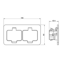 Solight vestavná podlahová dvojzásuvka, IP55, obdélníkové víčko