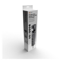 Solight 3z + USB A+C přenosné stolní zásuvky, 2m, černá, USB rychlonabíječka 20W PD