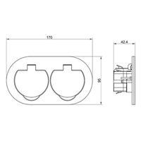 Solight vestavná podlahová dvojzásuvka, IP55, kulaté víčko