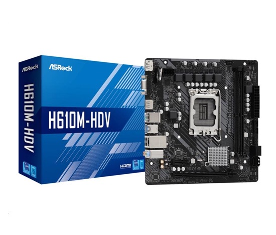BAZAR - ASRock MB Sc LGA1700 H610M-HDV, Intel H610, 2xDDR4, 1xDP, 1xHDMI, 1xVGA, mATX - Po opravě (Bez příšlušenství)