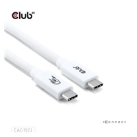 Club3D Kabel USB4 Typ-C, 80Gbps, Certifikovaný kabel, 4K540Hz, 8K240Hz, 16K60Hz, PD 240W, 1.2m, bílá