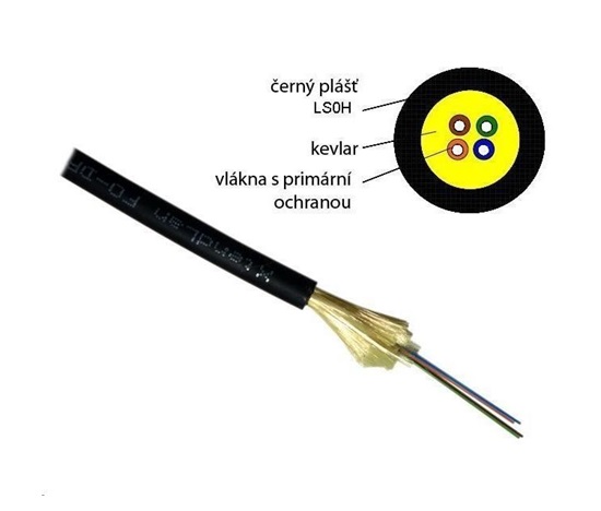 Optický kabel, 9/125µm, 24c, J/A-N(ZN)H, FTTx, DROP, G657, LS0H, 4mm, KDP, 1000m