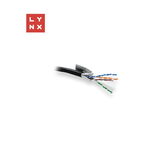 LYNX FTP kabel Cat6, PE (Fca), celoměděný, venkovní, černý, box 305m