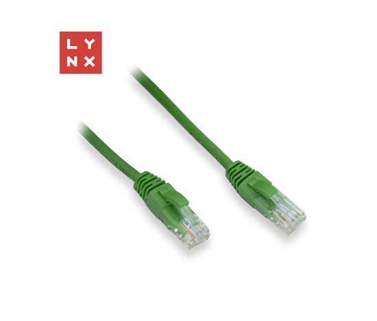 LYNX UTP patch kabel Cat5e, PVC, CCA, 0,1m, zelený (balení obsahuje 10ks)