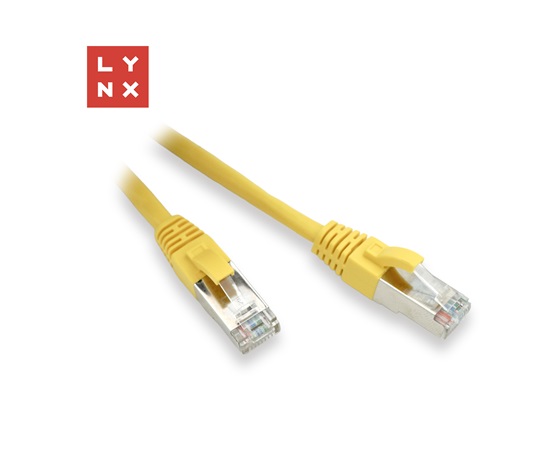 LYNX FTP patch kabel Cat5e PVC, CCA, 0,1m, žlutý (balení obsahuje 10ks)