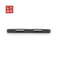 LYNX 19" patch panel 12-port, UTP Cat6, 50µ, nestíněný, černý