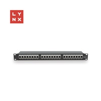 LYNX 19" patch panel 24-port, STP Cat6a, 50µ, stíněný, černý