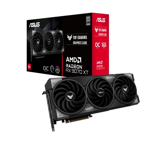 ASUS VGA AMD Radeon RX 9070 XT TUF GAMING OC 16GB, RX 9070 XT, 16GB GDDR6, 3xDP, 1xHDMI