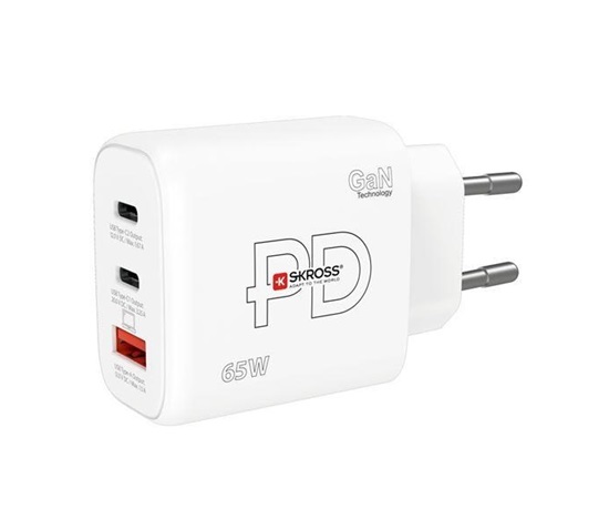 SKROSS USB A+C nabíjecí adaptér Power charger 65W GaN EU, Power Delivery, typ C