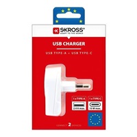 SKROSS USB A+C nabíjecí adaptér EU, 27W, typ C