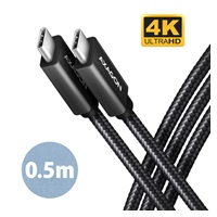 AXAGON BUCM32-CM05AB, SPEED+ kabel USB-C <-> USB-C, 0.5m, USB 20Gbps, PD 100W 5A, 4K HD, ALU, oplot, czarny